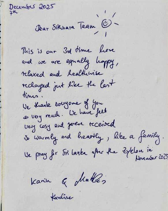 Sithnara Ayurveda Resort | Gästekommentar von Karin und Matthis